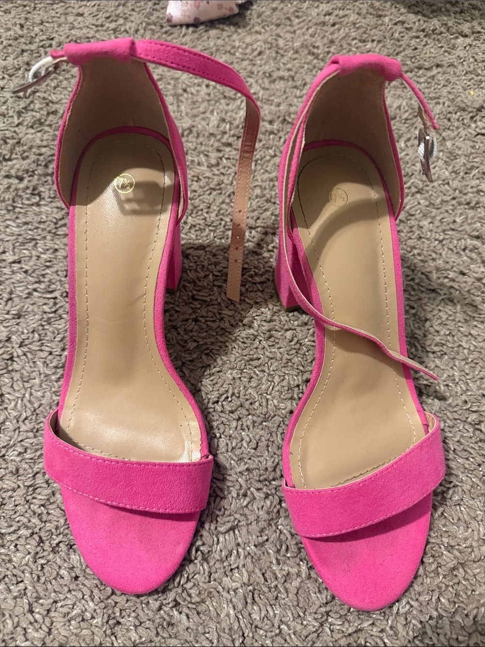 Amazon Hot Pink Open-Toe Ankle Strap Block Heels
